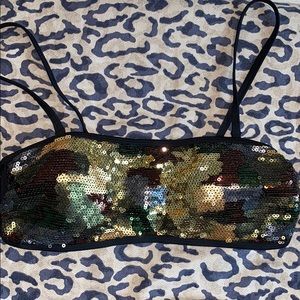 Camo sequin bathing suit top - Size 6 NWT